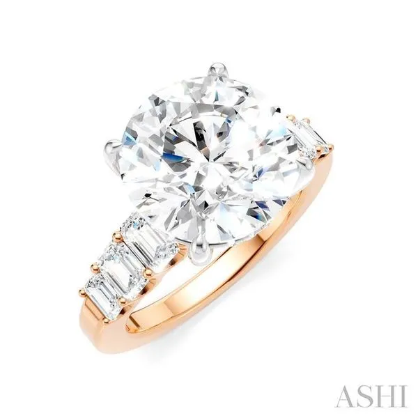 1 1/4 Ctw Round Shape Emerald and Round Cut Diamond Semi-Mount Engagement Ring in 14K Rose and White Gold Hart's Jewelers Grants Pass, OR