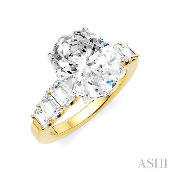 1 1/4 Ctw Oval Shape Emerald and Round Cut Diamond Semi-Mount Engagement Ring in 14K Yellow and White Gold Hart's Jewelers Grants Pass, OR