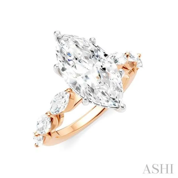 1 Ctw Marquise Shape Marquise and Round Cut Diamond Semi-Mount Engagement Ring in 14K Rose and White Gold Hart's Jewelers Grants Pass, OR