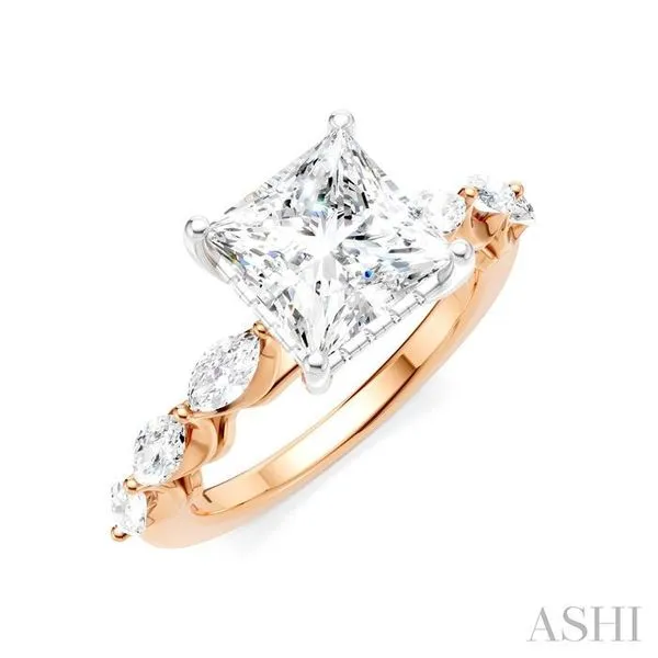 3/4 Ctw Princess Shape Marquise and Round Cut Diamond Semi-Mount Engagement Ring in 14K Rose and White Gold Hart's Jewelers Grants Pass, OR