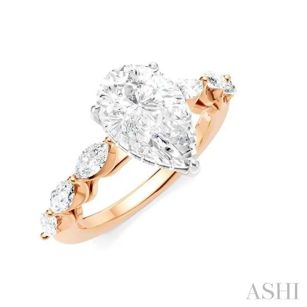 3/4 Ctw Pear Shape Marquise and Round Cut Diamond Semi-Mount Engagement Ring in 14K Rose and White Gold Hart's Jewelers Grants Pass, OR