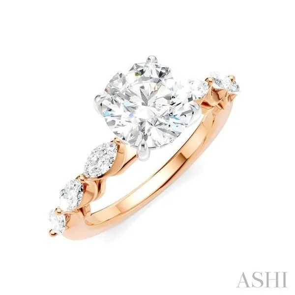 3/4 Ctw Round Shape Marquise and Round Cut Diamond Semi-Mount Engagement Ring in 14K Rose and White Gold Hart's Jewelers Grants Pass, OR