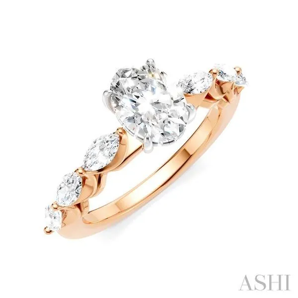 5/8 Ctw Oval Shape Marquise and Round Cut Diamond Semi-Mount Engagement Ring in 14K Rose and White Gold Hart's Jewelers Grants Pass, OR