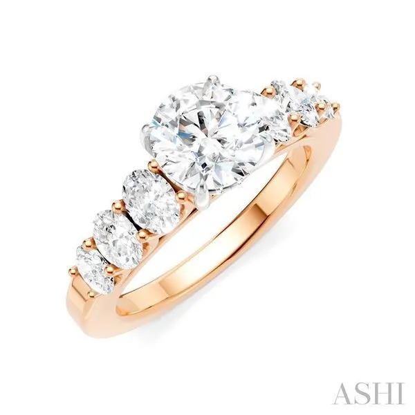 1 Ctw Round Shape Oval and Round Cut Diamond Semi-Mount Engagement Ring in 14K Rose and White Gold Hart's Jewelers Grants Pass, OR