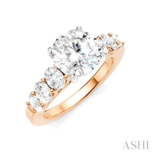 1 Ctw Round Shape Oval and Round Cut Diamond Semi-Mount Engagement Ring in 14K Rose and White Gold Hart's Jewelers Grants Pass, OR