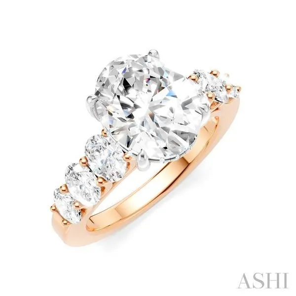 1 1/4 Ctw Oval Shape Oval and Round Cut Diamond Semi-Mount Engagement Ring in 14K Rose and White Gold Hart's Jewelers Grants Pass, OR