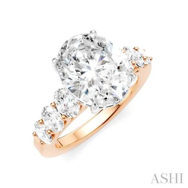 1 1/4 Ctw Oval Shape Oval and Round Cut Diamond Semi-Mount Engagement Ring in 14K Rose and White Gold Hart's Jewelers Grants Pass, OR