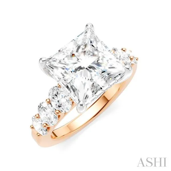 1 1/4 Ctw Princess Shape Oval and Round Cut Diamond Semi-Mount Engagement Ring in 14K Rose and White Gold Hart's Jewelers Grants Pass, OR