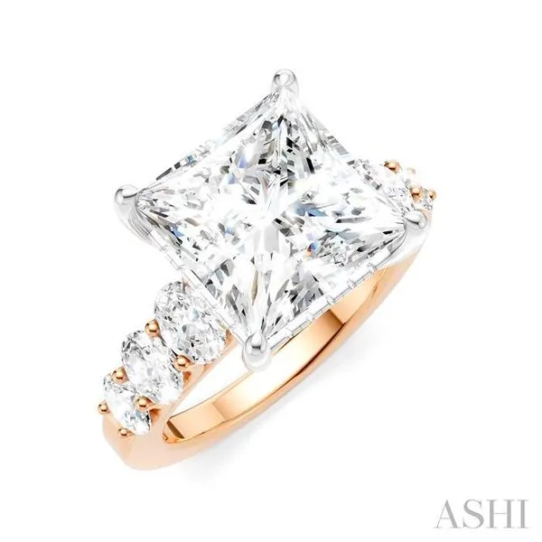 1 1/4 Ctw Princess Shape Oval and Round Cut Diamond Semi-Mount Engagement Ring in 14K Rose and White Gold Hart's Jewelers Grants Pass, OR