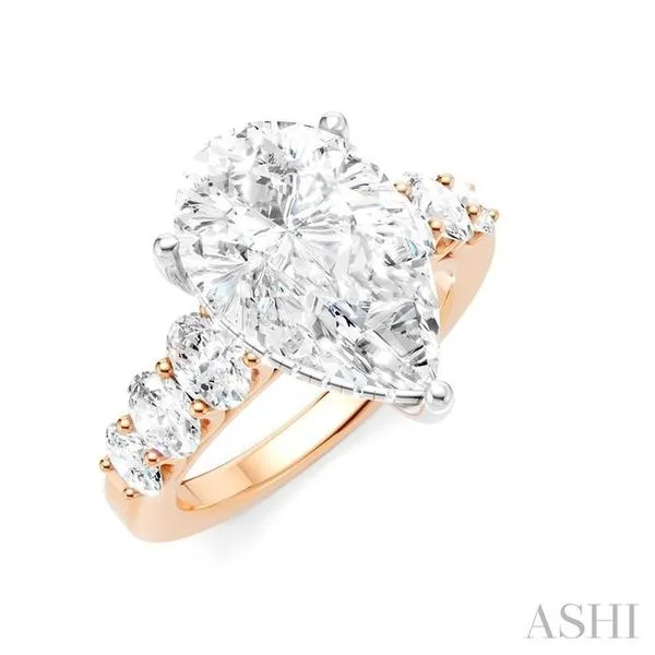 1 1/4 Ctw Pers Shape Oval and Round Cut Diamond Semi-Mount Engagement Ring in 14K Rose and White Gold Hart's Jewelers Grants Pass, OR