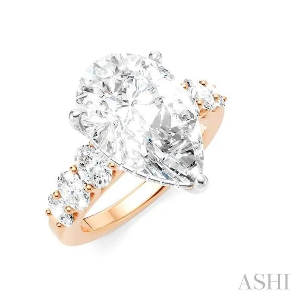 1 1/4 Ctw Pers Shape Oval and Round Cut Diamond Semi-Mount Engagement Ring in 14K Rose and White Gold Hart's Jewelers Grants Pass, OR