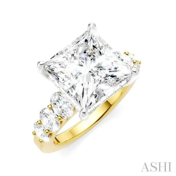 1 1/4 Ctw Princess Shape Oval and Round Cut Diamond Semi-Mount Engagement Ring in 14K Yellow and White Gold Hart's Jewelers Grants Pass, OR