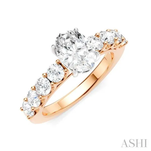 7/8 Ctw Oval Shape Round Cut Diamond Semi-Mount Engagement Ring in 14K Rose and White Gold Hart's Jewelers Grants Pass, OR