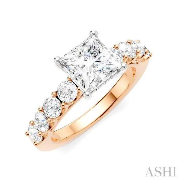 7/8 Ctw Princess Shape Round Cut Diamond Semi-Mount Engagement Ring in 14K Rose and White Gold Hart's Jewelers Grants Pass, OR