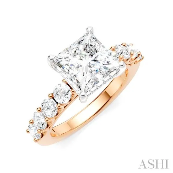 7/8 Ctw Princess Shape Round Cut Diamond Semi-Mount Engagement Ring in 14K Rose and White Gold Hart's Jewelers Grants Pass, OR