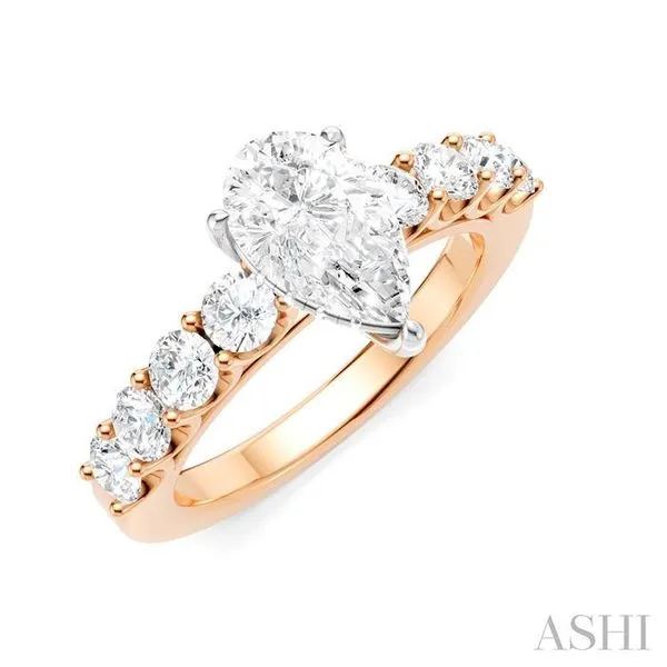 7/8 Ctw Pear Shape Round Cut Diamond Semi-Mount Engagement Ring in 14K Rose and White Gold Hart's Jewelers Grants Pass, OR