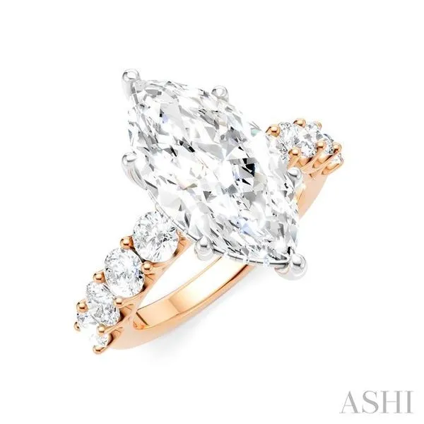 1 1/3 Ctw Marquise Shape Round Cut Diamond Semi-Mount Engagement Ring in 14K Rose and White Gold Hart's Jewelers Grants Pass, OR