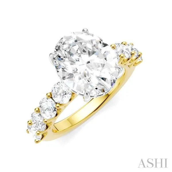 1 1/3 Ctw Oval Shape Round Cut Diamond Semi-Mount Engagement Ring in 14K Yellow and White Gold Hart's Jewelers Grants Pass, OR