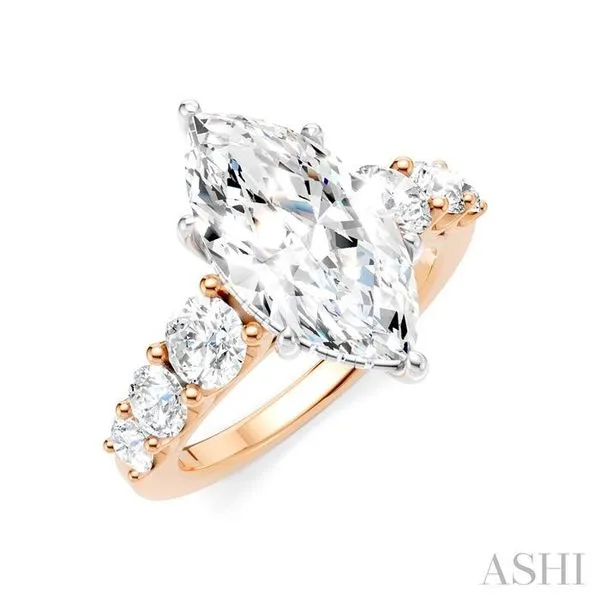 1 1/5 Ctw Marquise Shape Round Cut Diamond Semi-Mount Engagement Ring in 14K Rose and White Gold Hart's Jewelers Grants Pass, OR