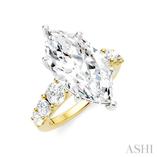 1 1/5 Ctw Marquise Shape Round Cut Diamond Semi-Mount Engagement Ring in 14K Yellow and White Gold Hart's Jewelers Grants Pass, OR