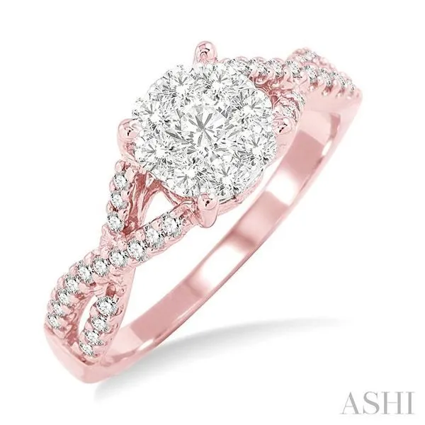 1/3 Ctw Lovebright Round Cut Diamond Engagement Ring in 14K Rose and White Gold Hart's Jewelers Grants Pass, OR