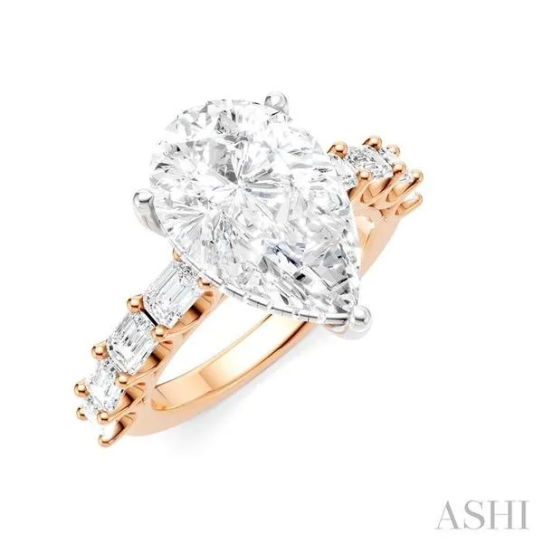 1 1/3 Ctw Pear Shape Emerald and Round Cut Diamond Semi-Mount Engagement Ring in 14K Rose and White Gold Hart's Jewelers Grants Pass, OR
