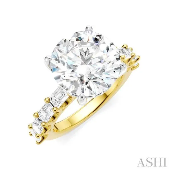 1 1/3 Ctw Round Shape Emerald and Round Cut Diamond Semi-Mount Engagement Ring in 14K Yellow and White Gold Hart's Jewelers Grants Pass, OR