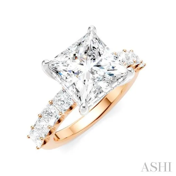 1 1/3 Ctw Princess Shape Princess and Round Cut Diamond Semi-Mount Engagement Ring in 14K Rose and White Gold Hart's Jewelers Grants Pass, OR