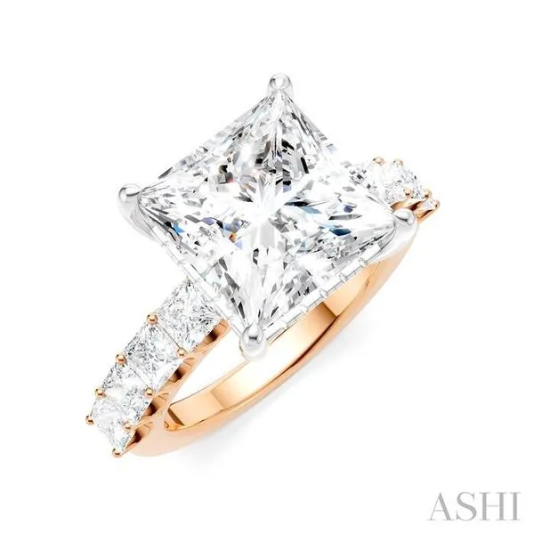 1 1/3 Ctw Princess Shape Princess and Round Cut Diamond Semi-Mount Engagement Ring in 14K Rose and White Gold Hart's Jewelers Grants Pass, OR