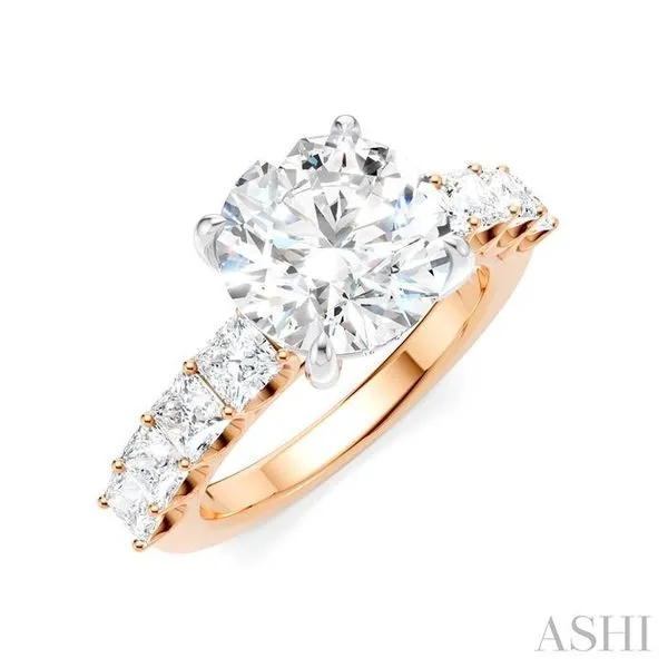 1 1/4 Ctw Round Shape Princess and Round Cut Diamond Semi-Mount Engagement Ring in 14K Rose and White Gold Hart's Jewelers Grants Pass, OR