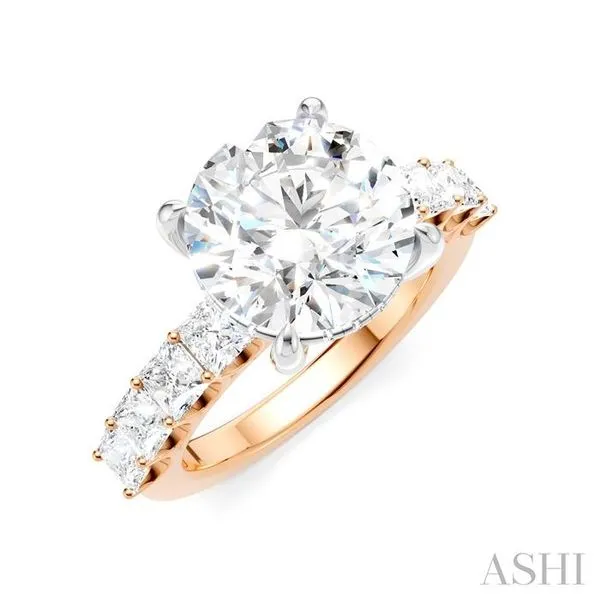 1 1/3 Ctw Round Shape Princess and Round Cut Diamond Semi-Mount Engagement Ring in 14K Rose and White Gold Hart's Jewelers Grants Pass, OR