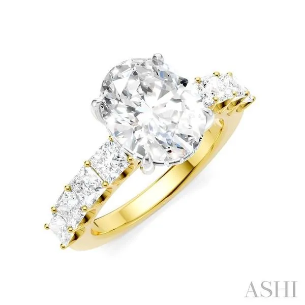 1 1/3 Ctw Oval Shape Princess and Round Cut Diamond Semi-Mount Engagement Ring in 14K Yellow and White Gold Hart's Jewelers Grants Pass, OR