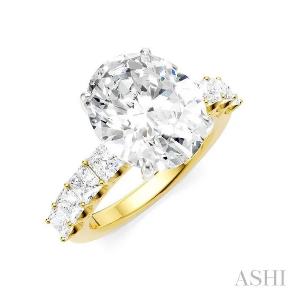 1 1/3 Ctw Oval Shape Princess and Round Cut Diamond Semi-Mount Engagement Ring in 14K Yellow and White Gold Hart's Jewelers Grants Pass, OR