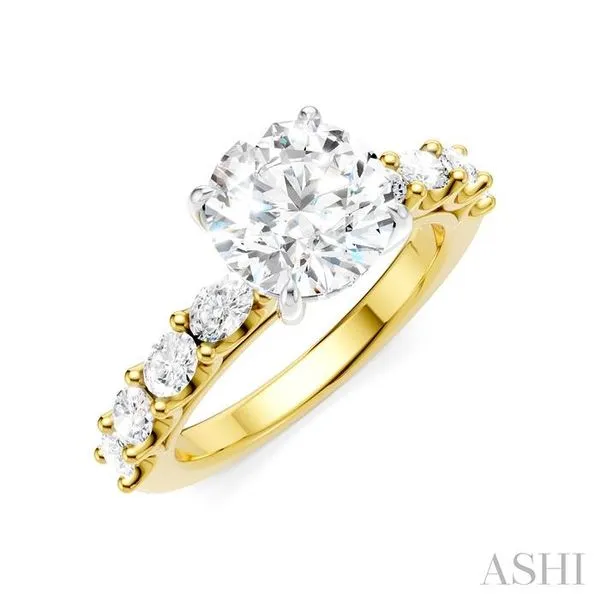 7/8 Ctw Round Shape Oval and Round Cut Diamond Semi-Mount Engagement Ring in 14K Yellow and White Gold Hart's Jewelers Grants Pass, OR