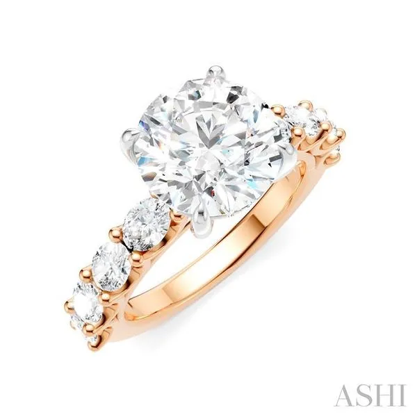 1 1/4 Ctw Round Shape Oval and Round Cut Diamond Semi-Mount Engagement Ring in 14K Rose and White Gold Hart's Jewelers Grants Pass, OR