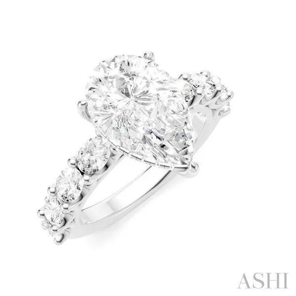 1 1/3 Ctw Pear Shape Oval and Round Cut Diamond Semi-Mount Engagement Ring in 14K White Gold Hart's Jewelers Grants Pass, OR