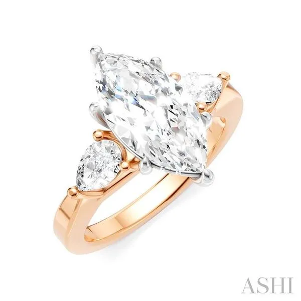 1/2 Ctw Tri-Mount Marquise Shape Center Pear and Round Cut Diamond Semi-Mount Engagement Ring in 14K Rose and White Gold Hart's Jewelers Grants Pass, OR