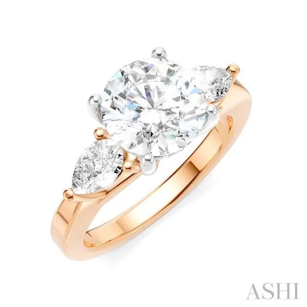 1/2 Ctw Tri-Mount Circular Shape Center Pear and Round Cut Diamond Semi-Mount Engagement Ring in 14K Rose and White Gold Hart's Jewelers Grants Pass, OR