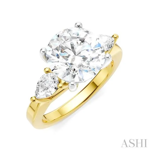 1/2 Ctw Tri-Mount Circular Shape Center Pear and Round Cut Diamond Semi-Mount Engagement Ring in 14K Yellow and White Gold Hart's Jewelers Grants Pass, OR
