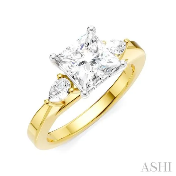 1/4 Ctw Tri-Mount Princess Shape Center Pear and Round Cut Diamond Semi-Mount Engagement Ring in 14K Yellow and White Gold Hart's Jewelers Grants Pass, OR