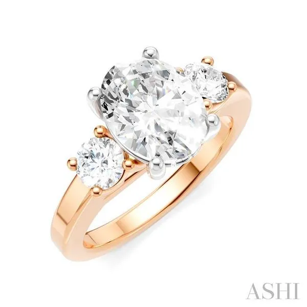 1/2 Ctw Tri-Mount Past, Present and Future Oval Shape Center Round Cut Diamond Semi-Mount Engagement Ring in 14K Rose and White Gold Hart's Jewelers Grants Pass, OR