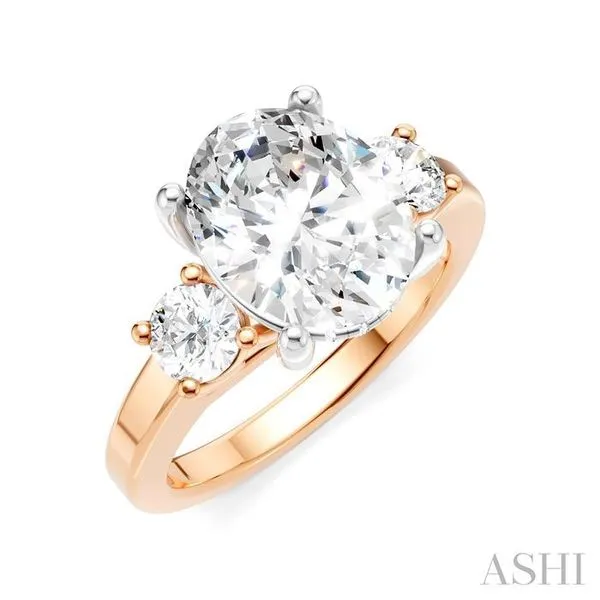 1/2 Ctw Tri-Mount Past, Present and Future Oval Shape Center Round Cut Diamond Semi-Mount Engagement Ring in 14K Rose and White Gold Hart's Jewelers Grants Pass, OR