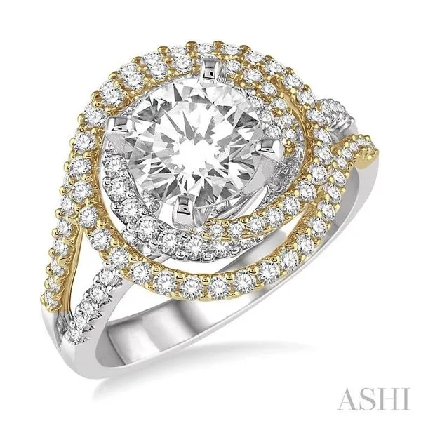 3/4 Ctw Diamond Semi-Mount Halo Engagement Ring in 14K White and Yellow Gold Hart's Jewelers Grants Pass, OR