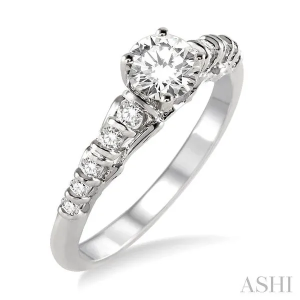 1/3 Ctw Diamond Engagement Ring with 1/5 Ct Round Cut Center Stone in 14K White Gold Hart's Jewelers Grants Pass, OR