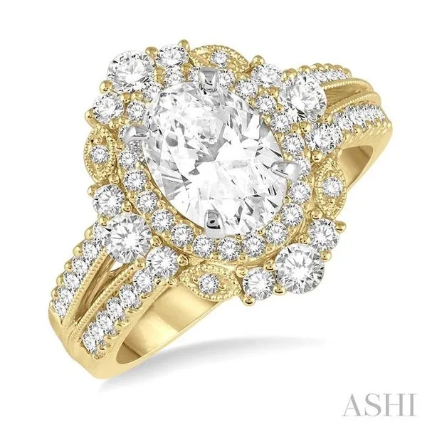 7/8 Ctw Oval Round Cut Diamond Semi-Mount Engagement Ring in 14K Yellow and White Gold Hart's Jewelers Grants Pass, OR