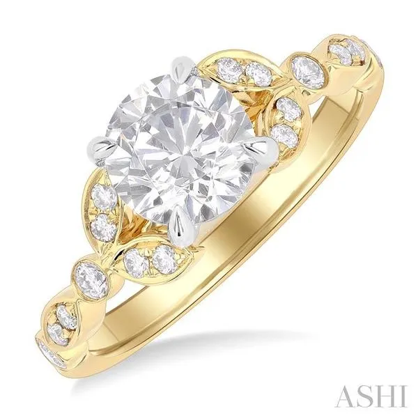 1/4 Ctw Round Cut Diamond Marquise and Circular Motif Carved Round Shape Semi-Mount Engagement Ring in 14K Yellow and White Gold Hart's Jewelers Grants Pass, OR