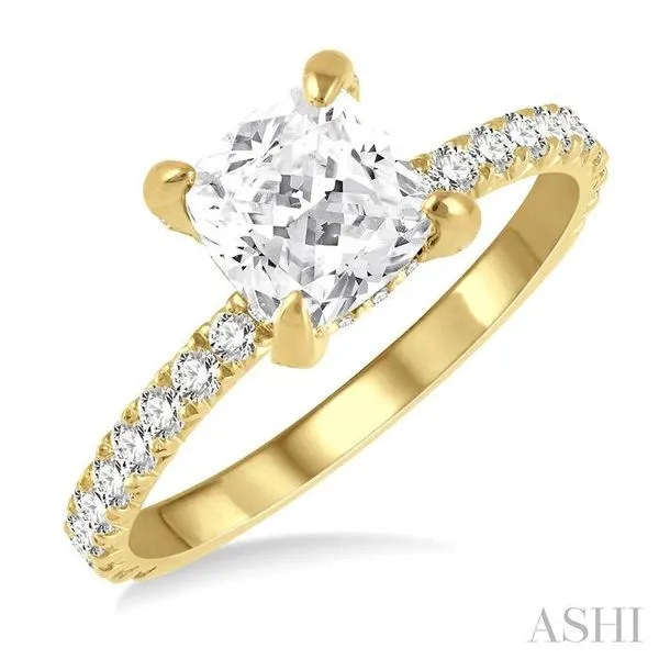 1/2 Ctw Cushion Shape Round Cut Diamond Semi-Mount Engagement Ring in 14K Yellow Gold Hart's Jewelers Grants Pass, OR
