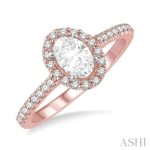 1/6 Ctw Oval Shape Semi-Mount Diamond Engagement Ring in 14K Rose and White Gold Hart's Jewelers Grants Pass, OR