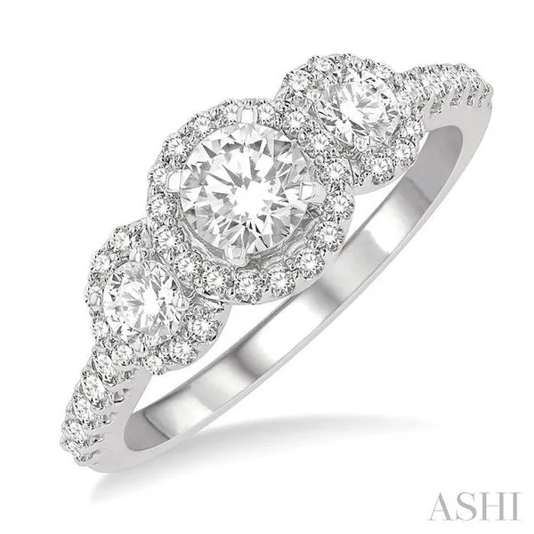 5/8 Ctw Past, Present & Future Round Cut Diamond Semi Mount Engagement Ring in 14K White Gold Hart's Jewelers Grants Pass, OR