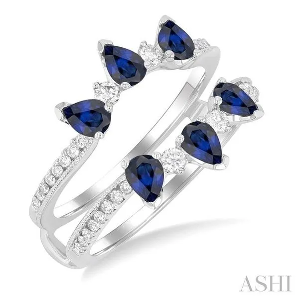 4x3 MM Pear Cut Sapphire and 1/3 Ctw Round Cut Diamond Precious Insert Ring in 14K White Gold Hart's Jewelers Grants Pass, OR